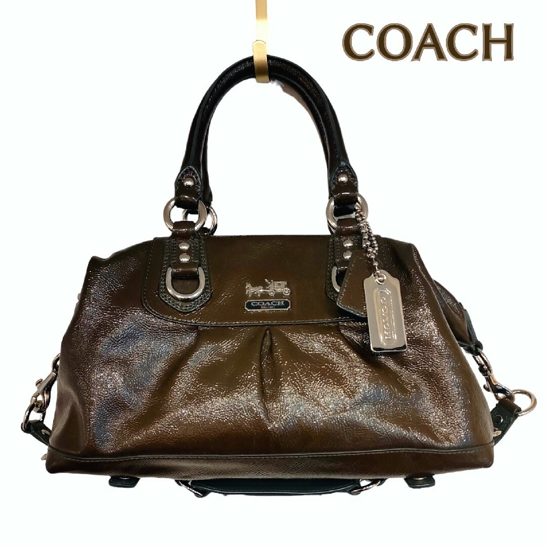 COACHエナメルレザー2wayショルダーバッグ美品