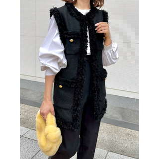 ヘヨン　tweed gilet / black(ベスト/ジレ)