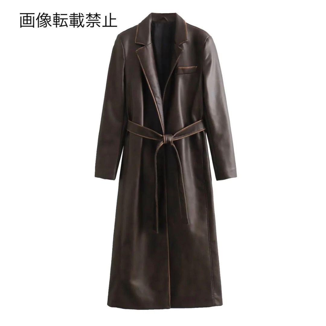 10月新作12512◆フェイクレザー PU ロングコート