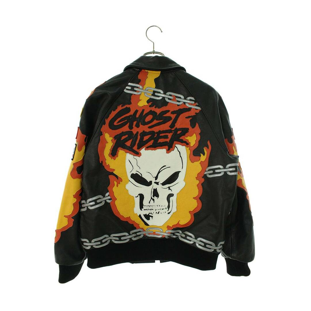 Supreme(シュプリーム)のシュプリーム ×バンソン VANSON  19SS   Leathers Ghost Rider Jacket ゴーストジップアップレザージャケット メンズ S メンズのジャケット/アウター(レザージャケット)の商品写真