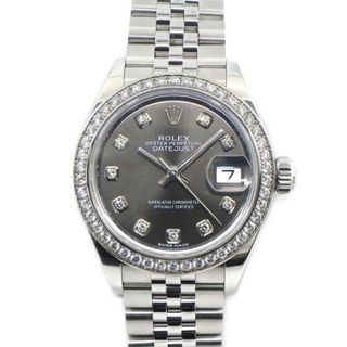 ロレックス(ROLEX)のロレックス Rolex 腕時計 オイスター パーペチュアル レディ デイトジャスト 28 279384RBR デイト ルーレット刻印 ダイヤベゼル 10ポイント ダイヤインデックス サンレイ ダークグレー文字盤 ジュビリーブレス K18WG  オイスタースチール 自動巻き 【箱・保付き】 【中古】(腕時計)