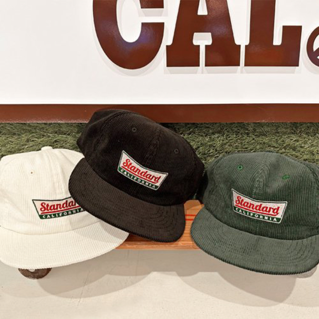 STANDARD CALIFORNIA(スタンダードカリフォルニア)のSTANDARD CALIFORNIA CORDUROY LOGO CAP 緑 メンズの帽子(キャップ)の商品写真