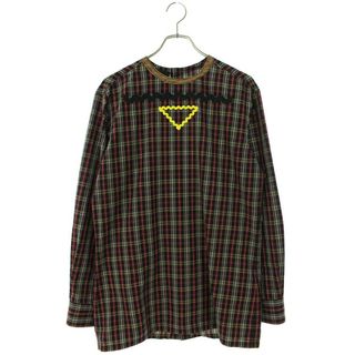 プラダ(PRADA)のプラダ  23SS  UCN500 トライアングルモチーフプルオーバーチェック長袖シャツ メンズ S(シャツ)