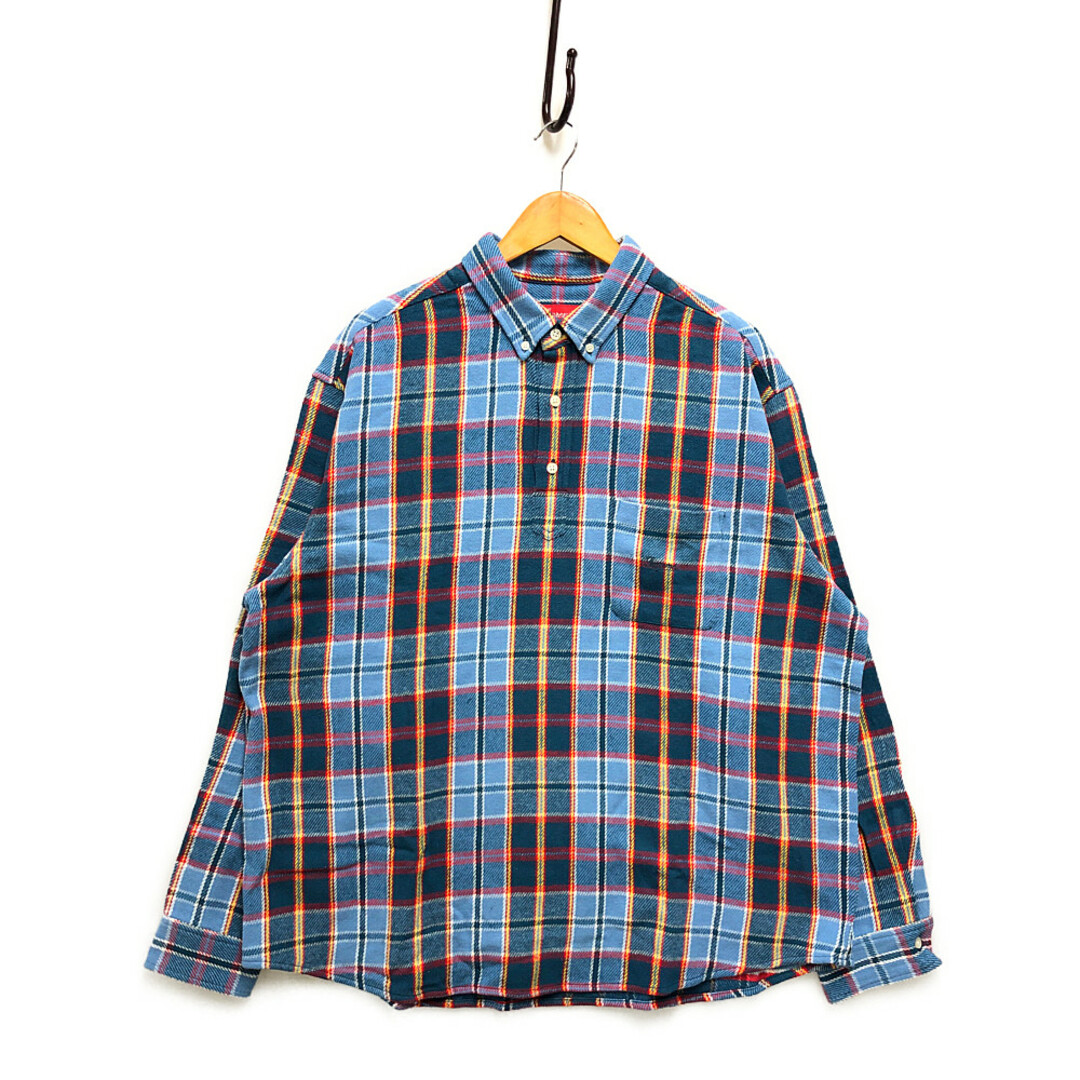 SUPREME シュプリーム 23SS Pullover Plaid Flannel Shirt プルオーバー チェック フランネル シャツ 長袖シャツ ブルー L 正規品 / 32119