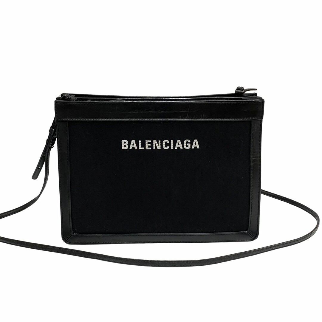 極 美品 保存袋付 BALENCIAGA バレンシアガ ロゴ レザー 本革 キャンバス ミニ ショルダーバッグ ポシェット ブラック 黒 83902  | フリマアプリ ラクマ