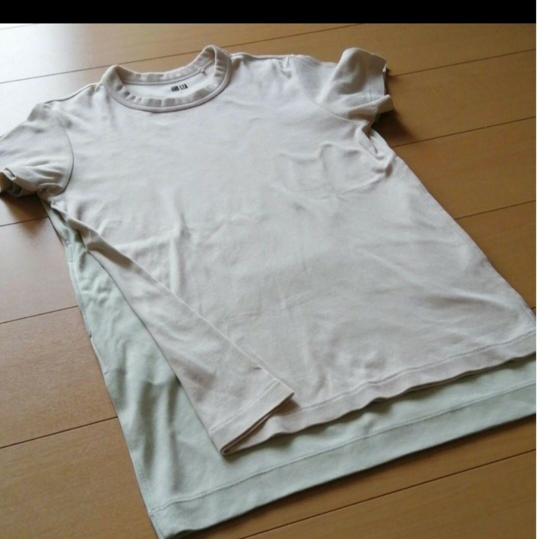 UNIQLO(ユニクロ)のキッズ　ユニクロ　ロング  Tシャツ 130cm　2枚セット キッズ/ベビー/マタニティのキッズ服女の子用(90cm~)(Tシャツ/カットソー)の商品写真