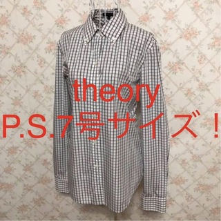 セオリー(theory)の★theory/セオリー★極美品★小さいサイズ！長袖チェックブラウスP.S.7号(シャツ/ブラウス(長袖/七分))