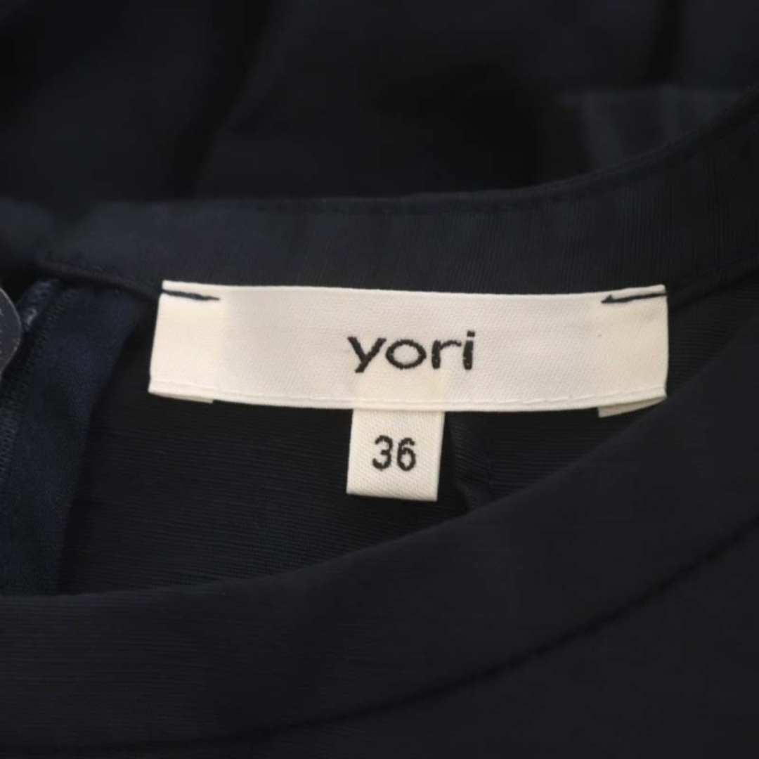 ヨリ yori 23SS ショートパフギャザーブラウス 半袖 36 黒 ブラックの