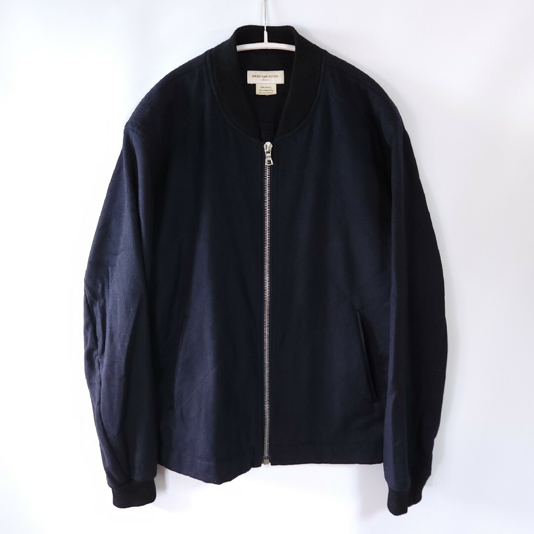 01AW ライカ期 DRIES VAN NOTEN ウールブルゾン ネイビー - ブルゾン