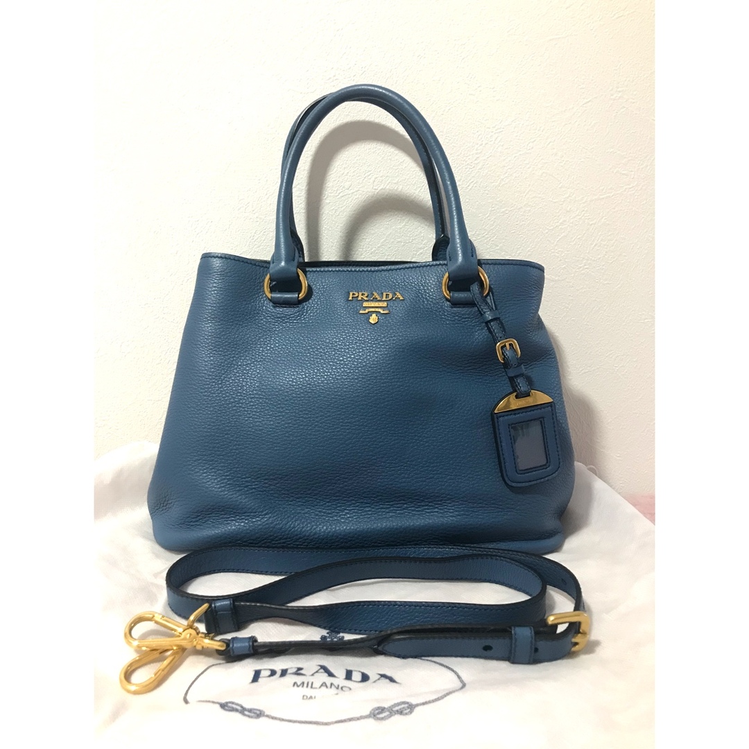 PRADA プラダ　ハンドバッグ　 サフィアーノレザー　水色