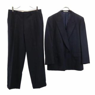 アクアスキュータム(AQUA SCUTUM)のアクアスキュータム ウール100％ セットアップ ダブルスーツ 96AB5 濃紺 Aquascutum テーラードジャケット ロングパンツ メンズ 【中古】  【231013】(スーツジャケット)