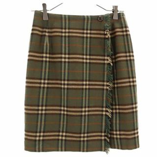 BURBERRY チェックラップスカートMサイズ号グリーン系