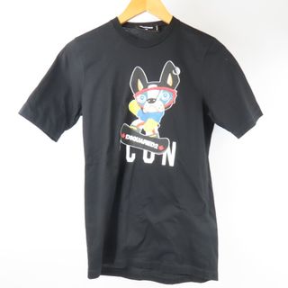 ディースクエアード(DSQUARED2)の未使用品 DSQUARED2 ディースクエアード ICONプリント 犬 ドッグ 服 トップス XS  半袖Ｔシャツ コットン ブラック ユニセックス【中古】(Tシャツ/カットソー(半袖/袖なし))