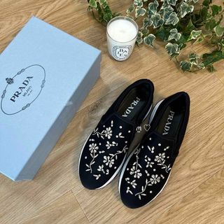 PRADA - PRADA プラダ フラワービジュースリッポン 38 スニーカー
