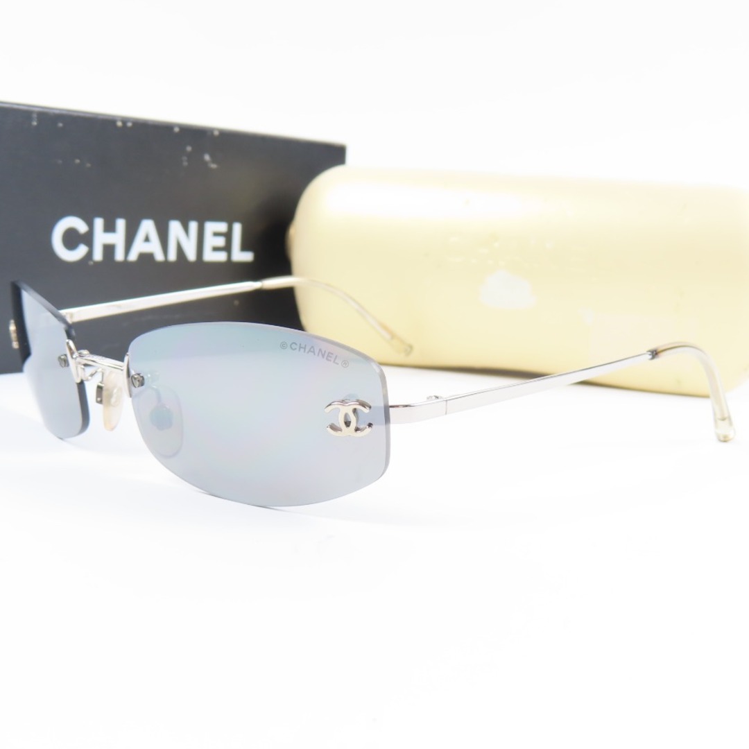 極美品 CHANEL シャネル アイウェア ココマーク 54□19 4002 サングラス GP ブルー レディース