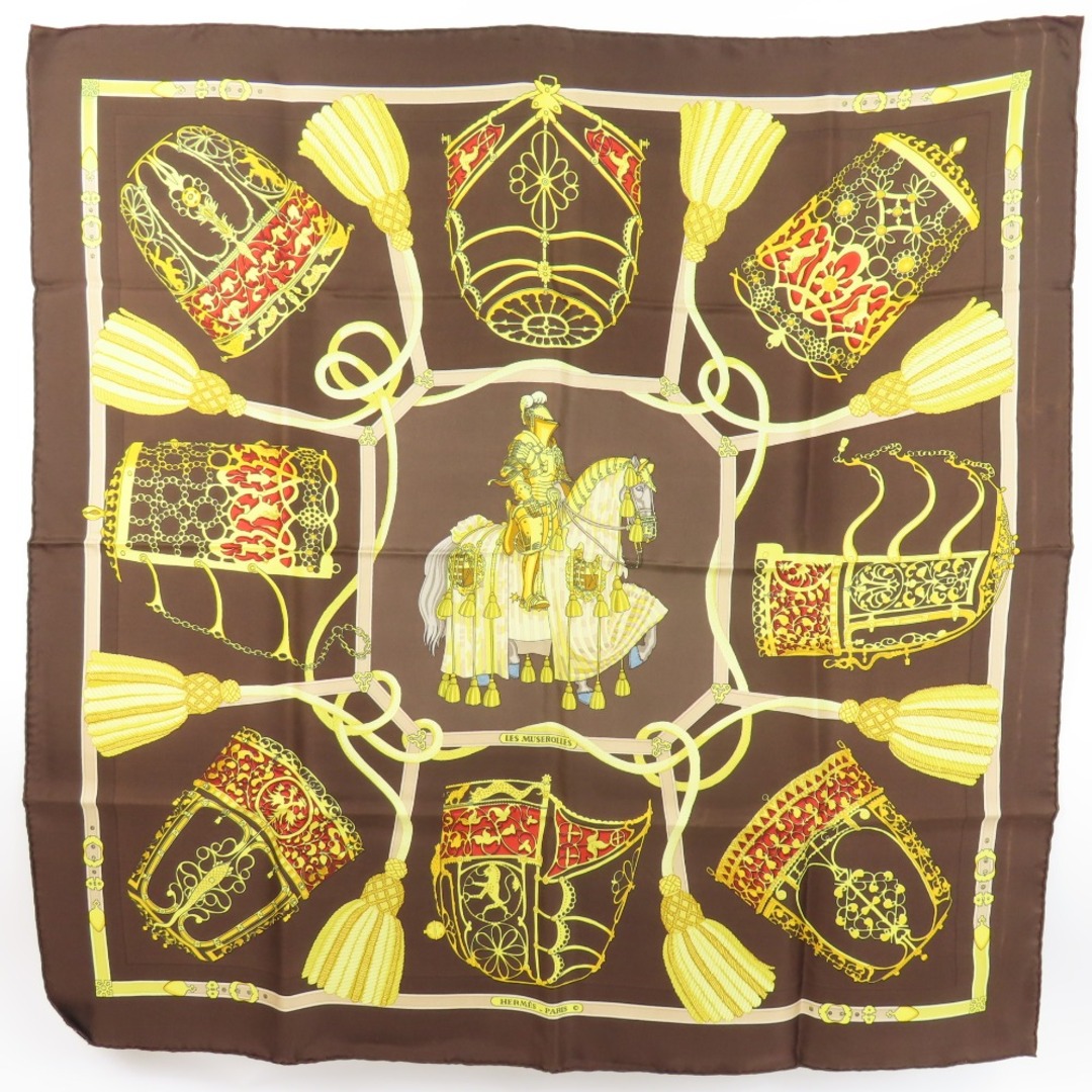 綺麗 HERMES エルメス カレ90 LES MUSEROLLES 鼻革 スカーフ シルク