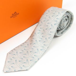 エルメス(Hermes)の新品同様美品 HERMES エルメス 通勤 ビジネス Yシャツ スーツ ネクタイ シルク グレー メンズ【中古】(ネクタイ)