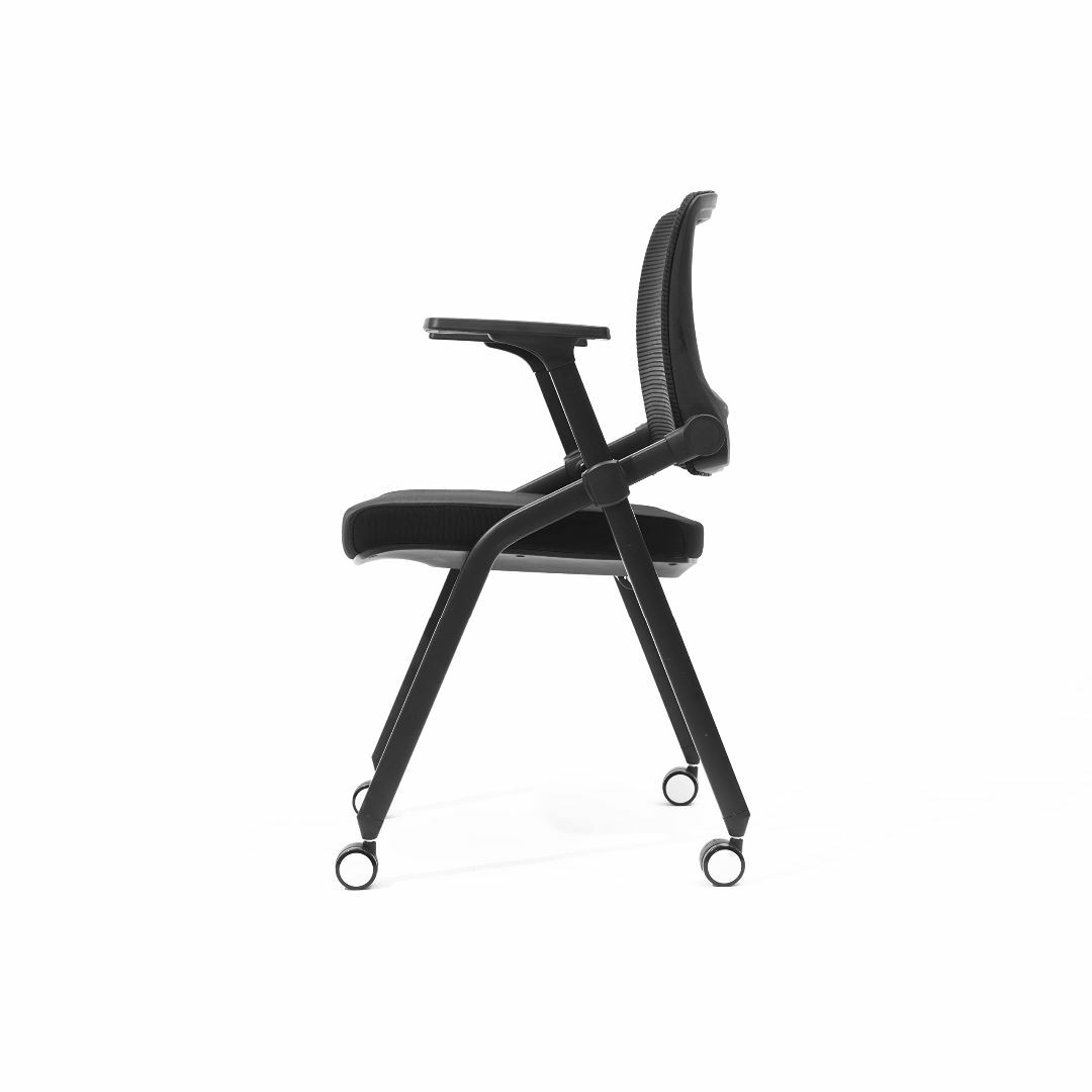 FYLICA2 in 1折りたたみ式会議室椅子、車輪付きと三角補強、人体工学メッ-