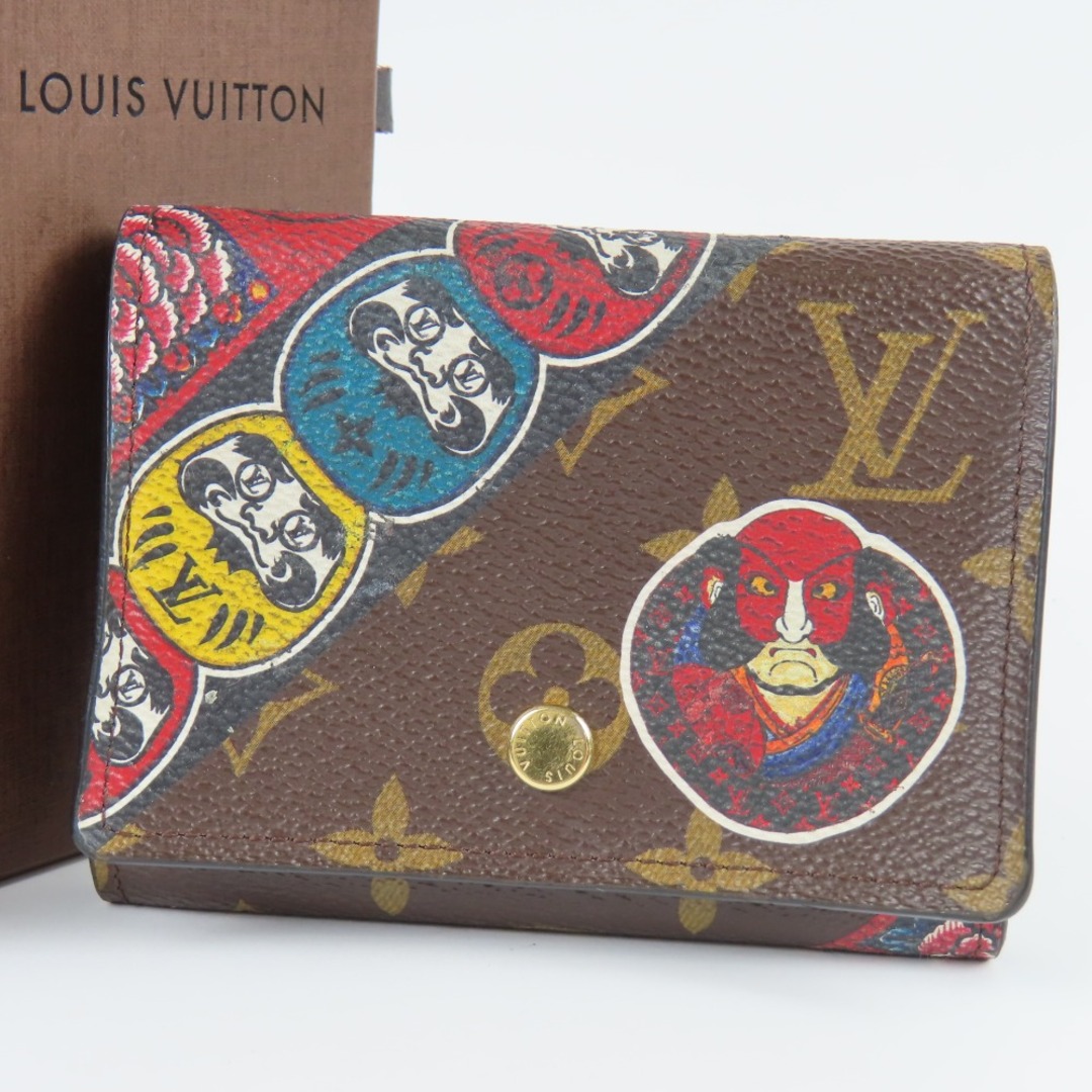 極美品 LOUIS VUITTON ルイヴィトン ヴィクトリーヌ 山本寛斎 達磨 ベタ無 メンズ モノグラム M67253 三つ折り財布 PVC ブラウン レディース数1小銭入れ数1その他ポケット