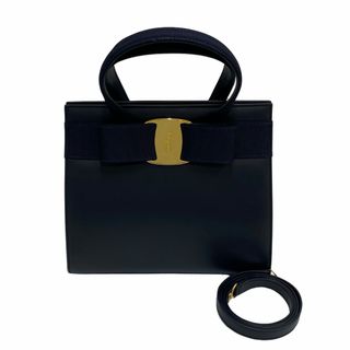 極 美品 Salvatore Ferragamo サルヴァトーレフェラガモ ヴァラリボン カーフ レザー 2way ハンドバッグ ショルダーバッグ レッド 14784