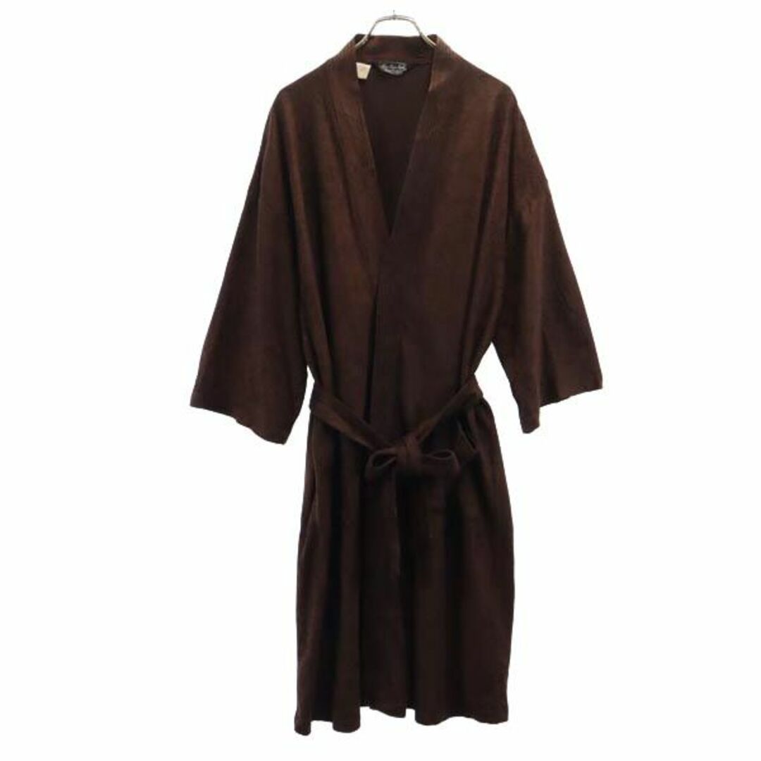 コートサイズ表記one size robe 70s ヴィンテージ ベルベット調 ローブ コート F ブラウン  メンズ   【231013】