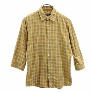 バーバリーブラックレーベル(BURBERRY BLACK LABEL)のバーバリーブラックレーベル 三陽商会 チェック 七分袖シャツ 2 イエロー系 BURBERRY BLACK LABEL メンズ 【中古】  【231013】 メール便可(シャツ)