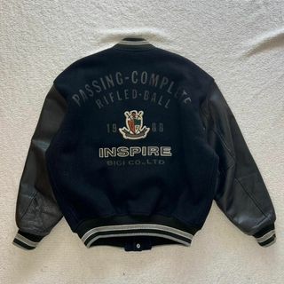 80s inspire メンズビギ 袖レザー スタジャン ワッペン BIGI