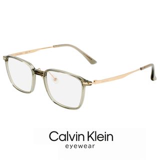 カルバンクライン(Calvin Klein)の【新品】 メンズ カルバンクライン メガネ ck23556lb-320 51mm MALE calvin klein 眼鏡 おしゃれ めがね スクエア 型 コンビネーション フレーム クリア オリーブ(サングラス/メガネ)