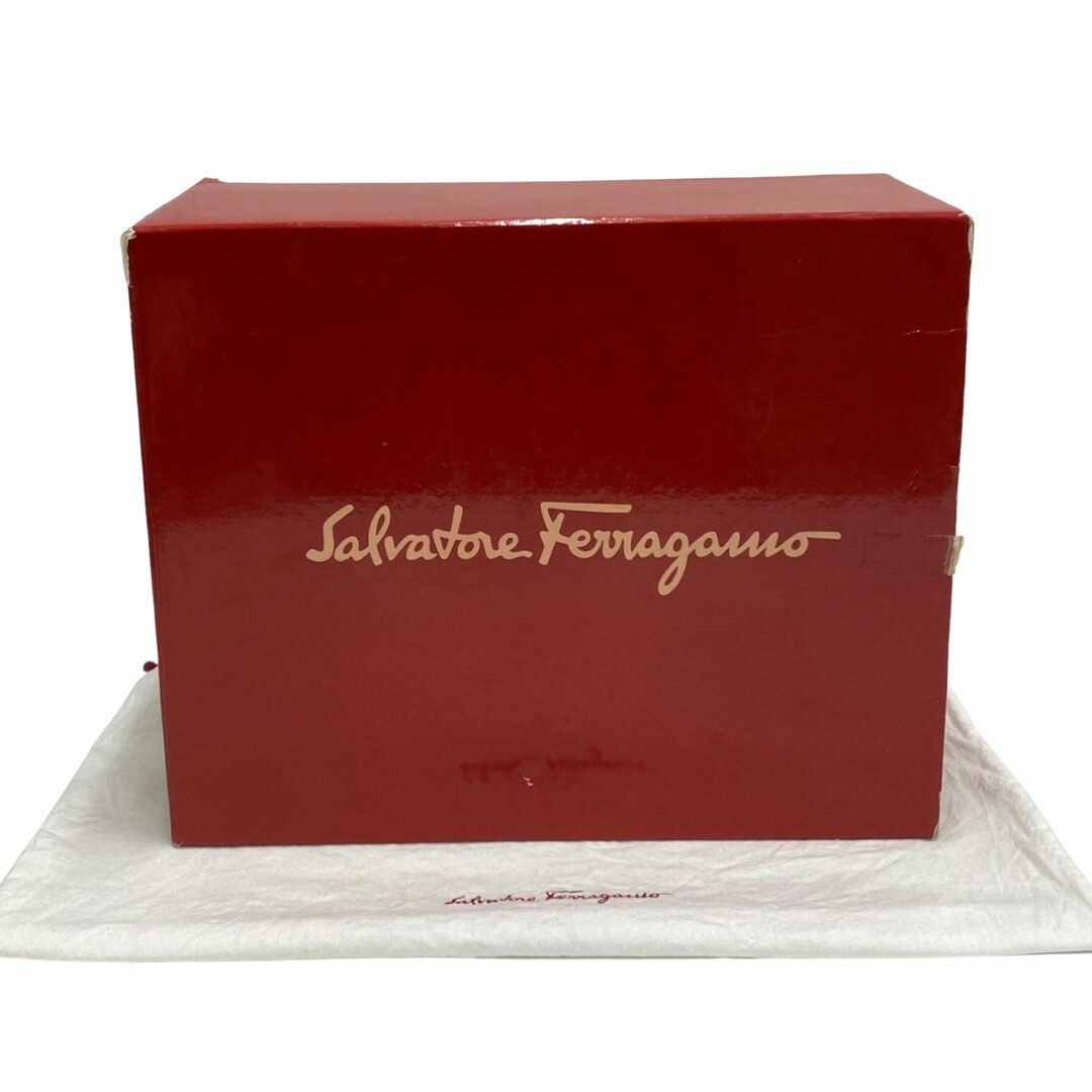 極 美品 袋 箱付 Salvatore Ferragamo フェラガモ ヴァラ ロゴ 金具 レザー 本革 ハンドバッグ ミニ トートバッグ ブラウン 99377 8