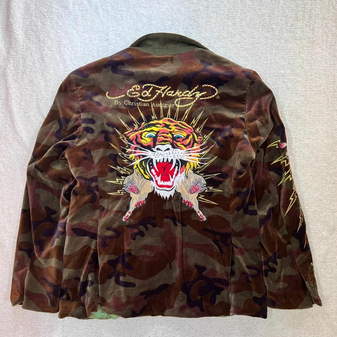 Ed Hardy - 超豪華 Ed Hardy 虎 バック刺繍 袖刺繍 テーラード