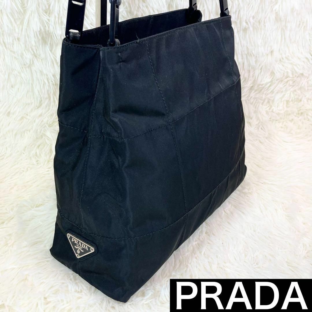 プラダ　PRADA トートバッグ　プラチェーン　ブラック　三角ロゴ
