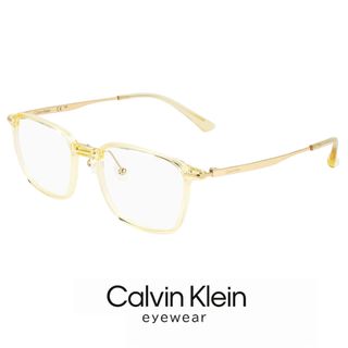 カルバンクライン(Calvin Klein)の【新品】 メンズ カルバンクライン メガネ ck23556lb-749 51mm MALE calvin klein 眼鏡 おしゃれ めがね スクエア 型 コンビネーション フレーム クリスタル イエロー(サングラス/メガネ)