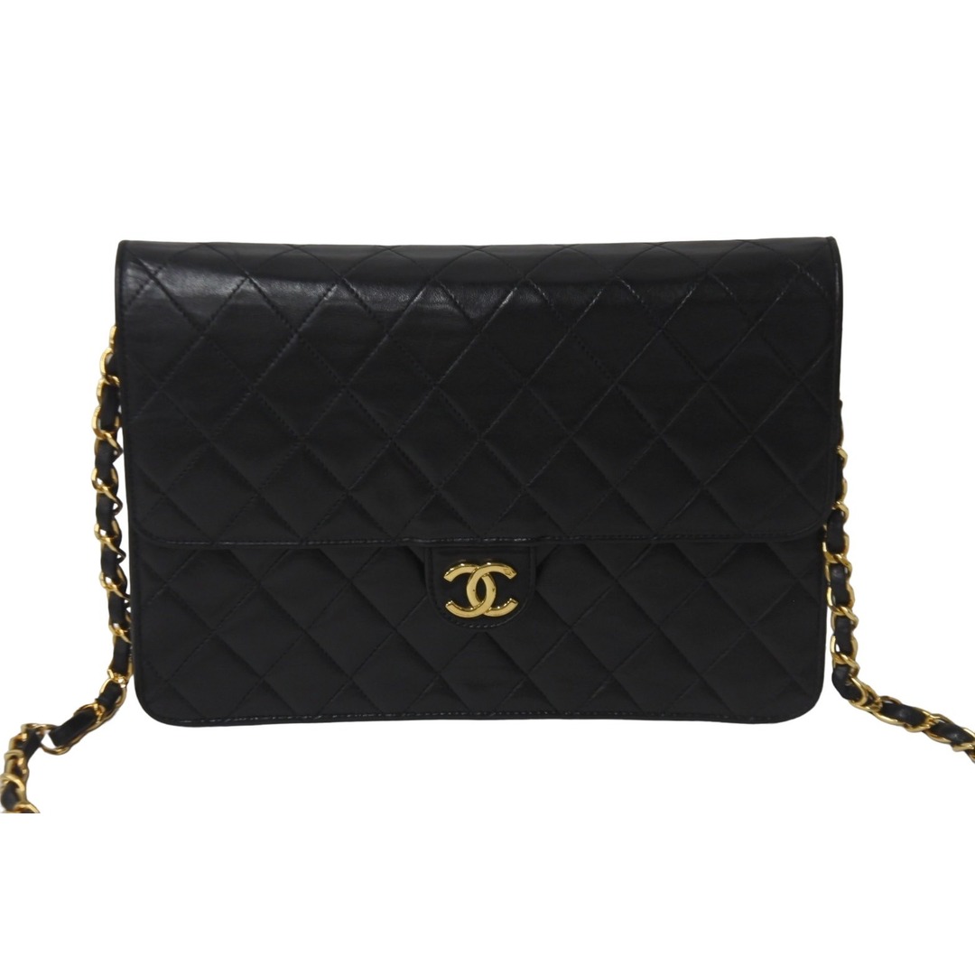 CHANEL シャネル ショルダーバッグ マトラッセ ハーフフラッププッシュロック 25cm ココマーク 5番台 ゴールド金具 美品  55634