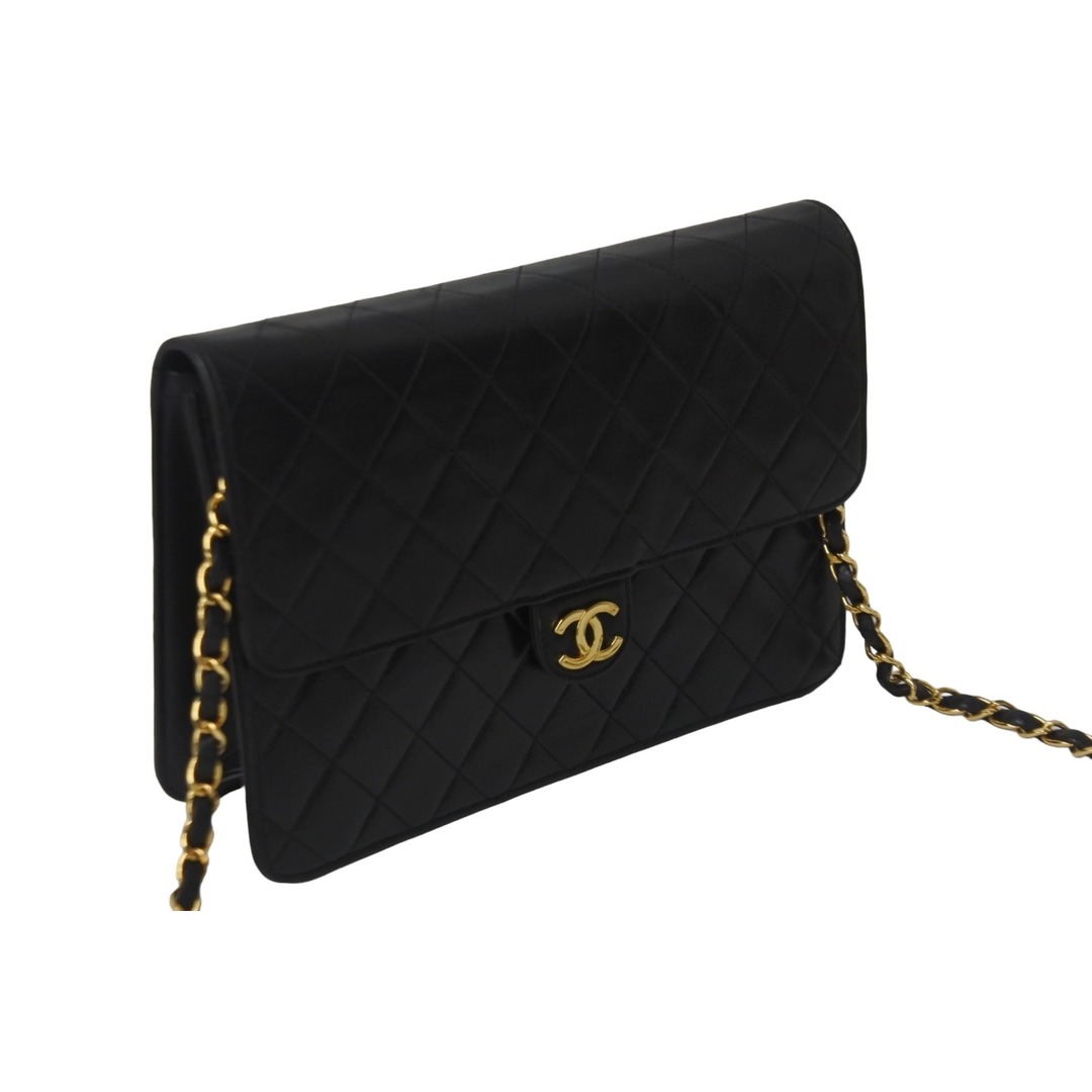 CHANEL シャネル ショルダーバッグ マトラッセ ハーフフラッププッシュロック 25cm ココマーク 5番台 ゴールド金具 美品  55634