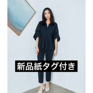 ストラ(Stola.)のストラ23年新品紙タグ付き★洗えるUVカット抗ピリングパール付きペプラムブラウス(シャツ/ブラウス(長袖/七分))