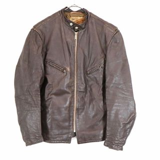 ショット(schott)の70年代 Schott ショット レザージャケット アメカジ シングル ダークブラウン (メンズ 44) 中古 古着 N9331(レザージャケット)