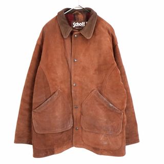 ショット(schott)の90年代 USA製 Schott ショット レザージャケット 防寒  防風  アメカジ スナップボタン ブラウン (メンズ 44) 中古 古着 N9333(レザージャケット)