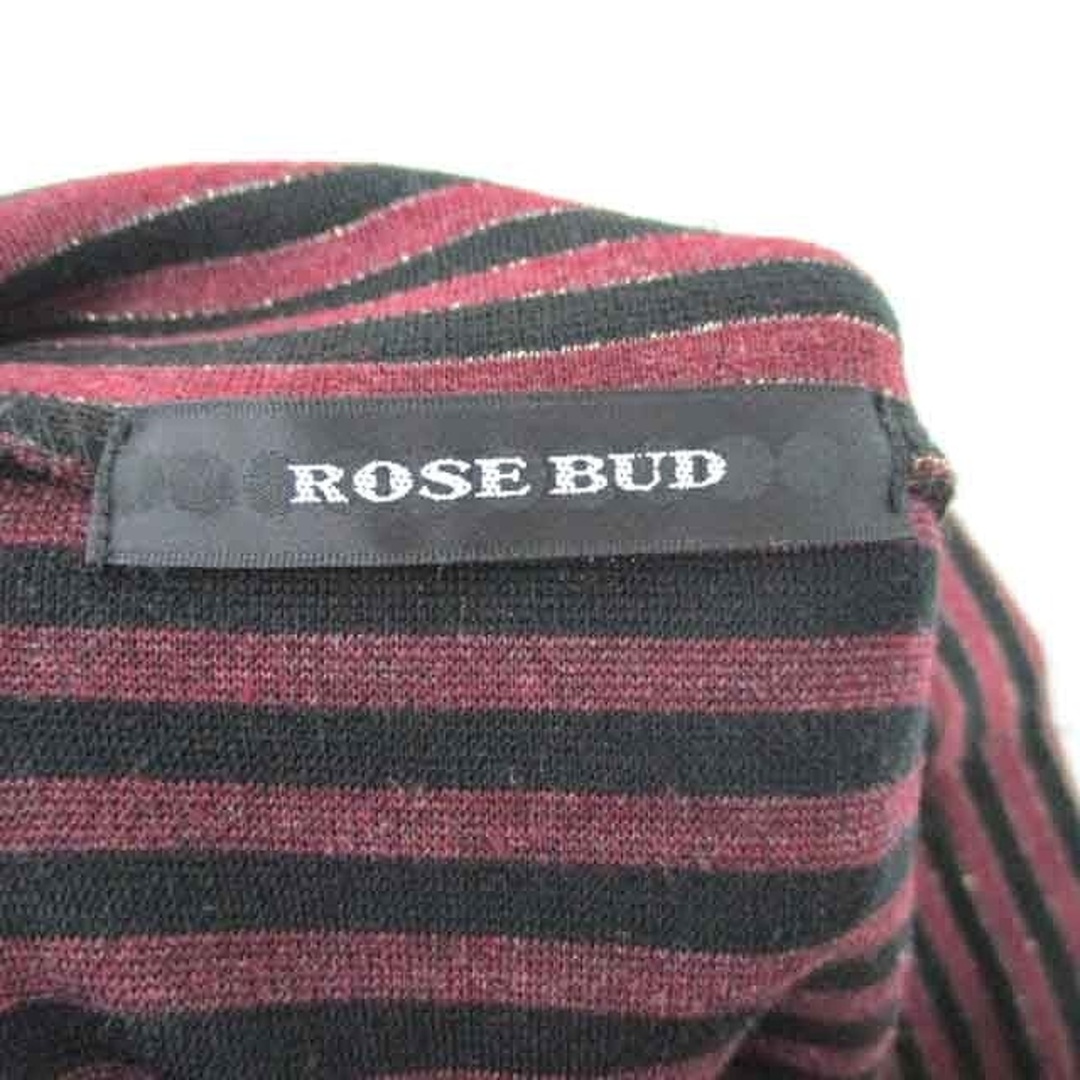 ROSE BUD(ローズバッド)のローズバッド タイト ニット スカート 膝下丈 ボーダー ラメ F 赤 黒 レディースのスカート(ひざ丈スカート)の商品写真