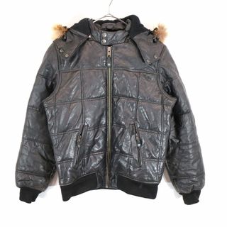 ショット(schott)のUSA製 Schott ショット 中綿レザージャケット 防寒 ブラック (メンズ M) 中古 古着 N9326(レザージャケット)