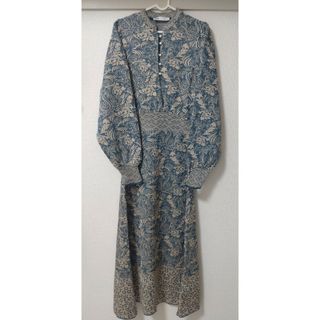 ザラ(ZARA)のZARA ラメ ニット ジャガード ワンピース ブルー(ロングワンピース/マキシワンピース)