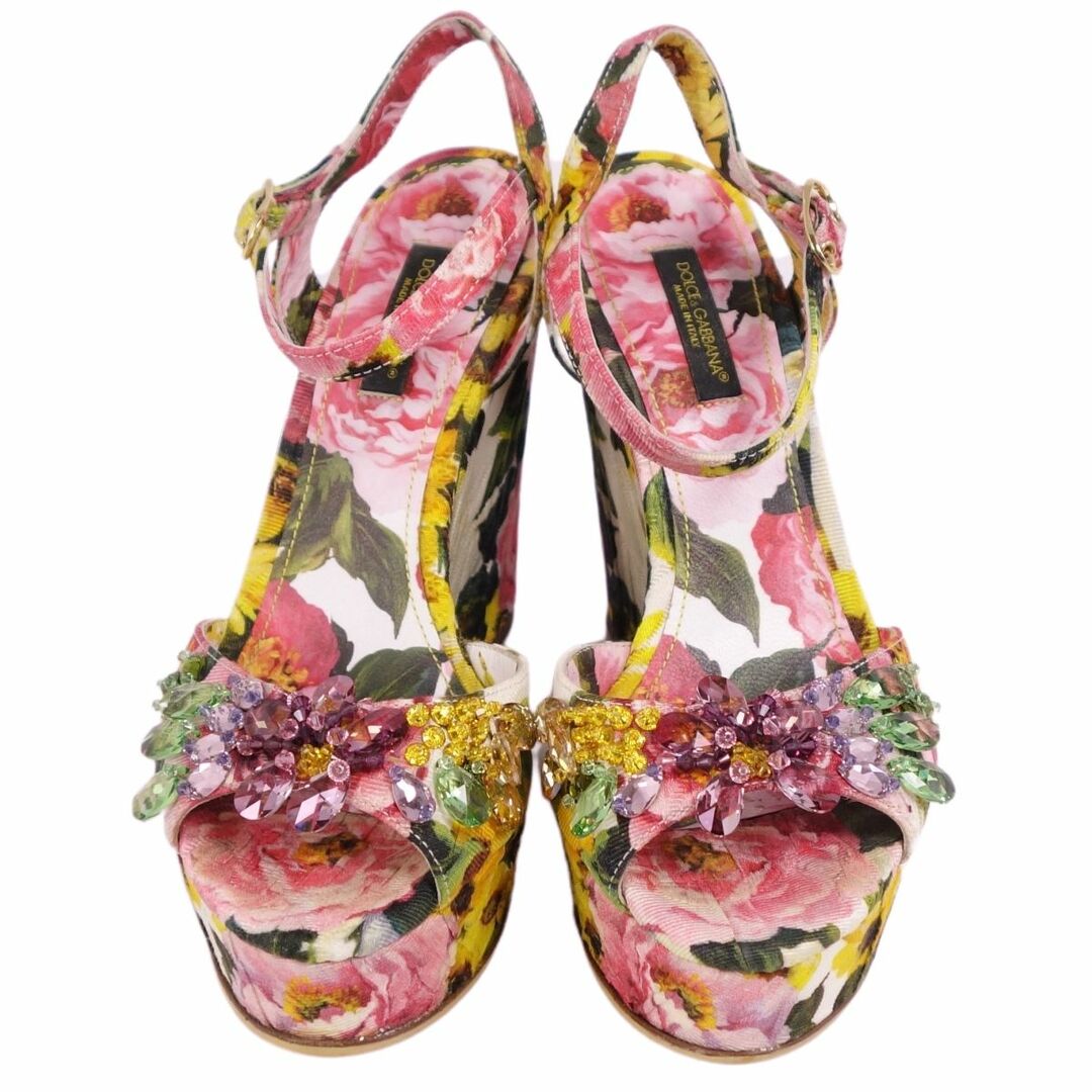 ドルチェ&ガッバーナ DOLCE&GABBANA サンダル ウェッジソール アンクルストラップ 花柄 ビジュー シューズ レディース 36(23cm相当) マルチカラー ドルチェ&ガッバーナ DOLCE&GABBANA サンダル ウェッジソール アンクルストラップ 花柄 ビジュー シューズ レディース 36(23cm相当) マルチカラー