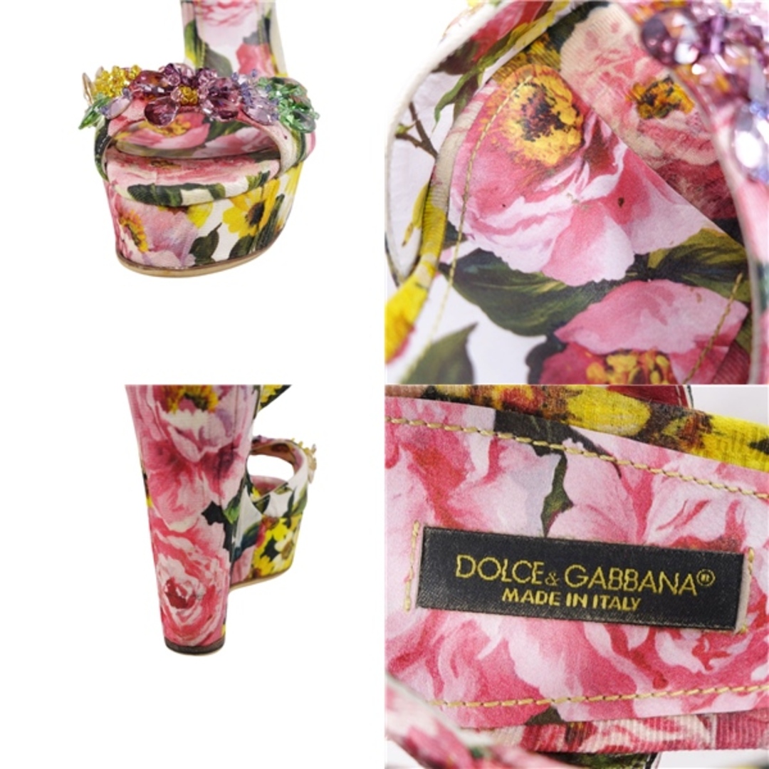 ドルチェ&ガッバーナ DOLCE&GABBANA サンダル ウェッジソール アンクルストラップ 花柄 ビジュー シューズ レディース 36(23cm相当) マルチカラー ドルチェ&ガッバーナ DOLCE&GABBANA サンダル ウェッジソール アンクルストラップ 花柄 ビジュー シューズ レディース 36(23cm相当) マルチカラー