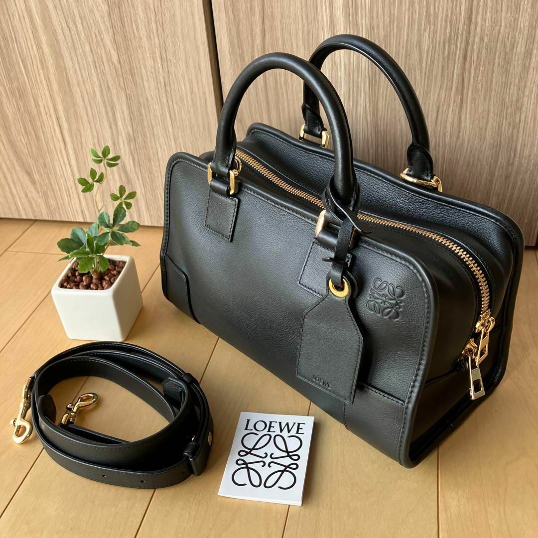 黒ブラック金具ロエベ　アマソナ28 黒　ハンドバッグ　ショルダーバッグ　2way LOEWE