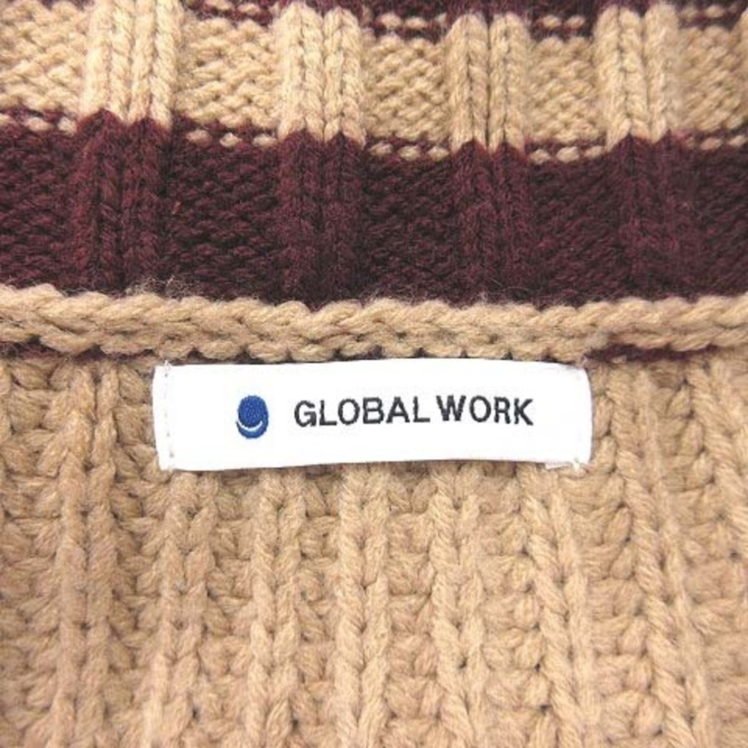 GLOBAL WORK(グローバルワーク)のグローバルワーク リブニット セーター 長袖 ローゲージ Vネック F ベージュ レディースのトップス(ニット/セーター)の商品写真