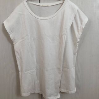 ジーユー(GU)のジーユー　gu    カットソー   Tシャツ　フレンチスリーブ　白　L(Tシャツ(半袖/袖なし))