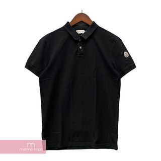 MONCLER Polo Manica Corta モンクレール ポロマニカコルタ 半袖ポロシャツ ロゴパッチ ペンキ加工 ブラック サイズM【231008】【-C】【me04】