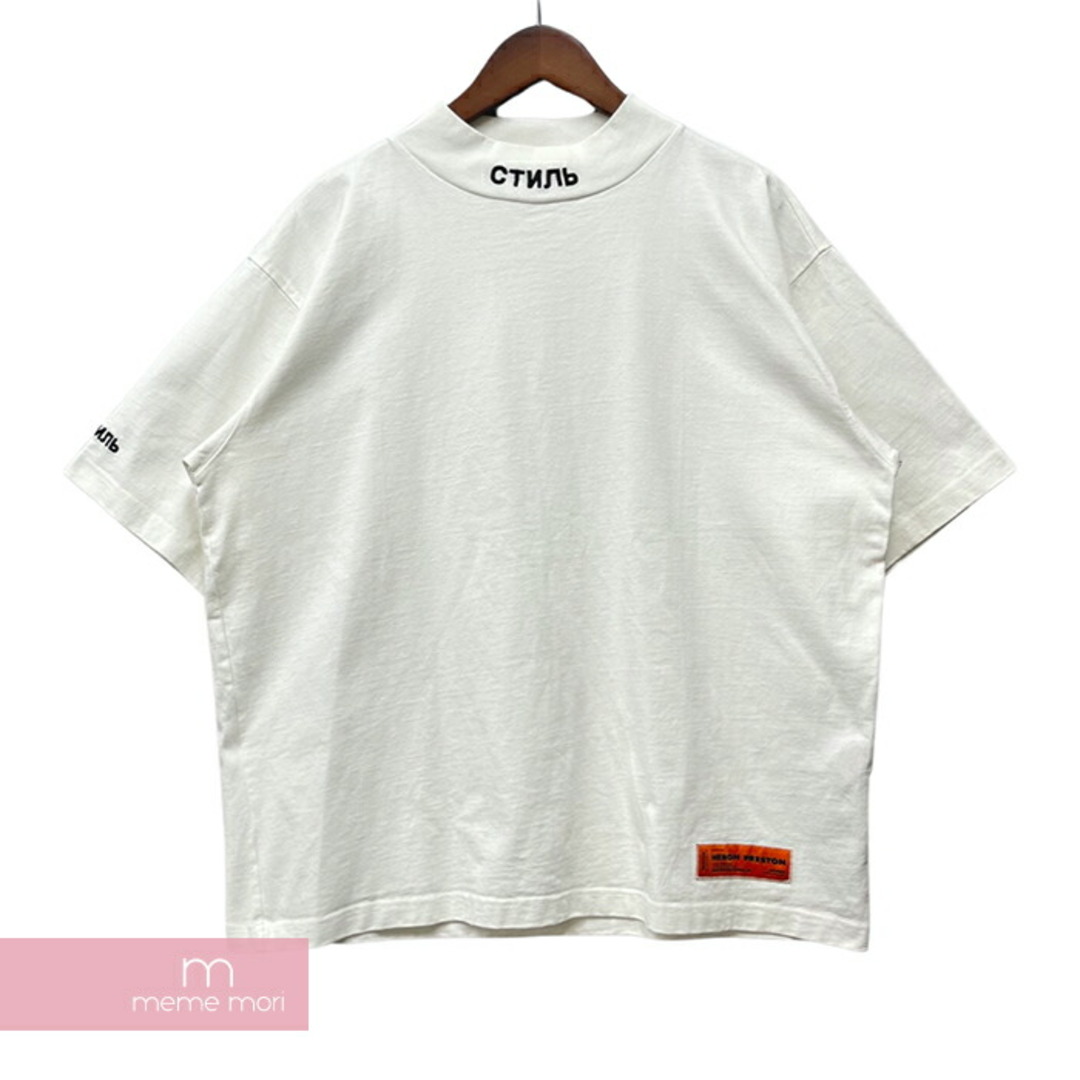 HERON PRESTON 2021SS Turtleneck CTNMB SS Tee HMAA021R21JER001 ヘロンプレストン タートルネックCTNMBショートスリーブTシャツ 半袖カットソー モックネック ロゴ刺繍 パッチ ホワイト サイズM【231010】【-B】【me04】