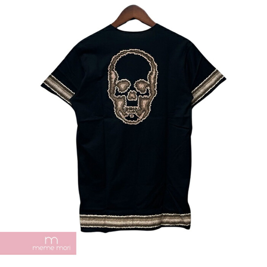 lucien pellat-finet Mosaic Skull Tee ルシアンペラフィネ モザイクスカルTシャツ 半袖カットソー プリント ポケT Vネック カットオフ ブラック サイズS【231010】【-B】【me04】