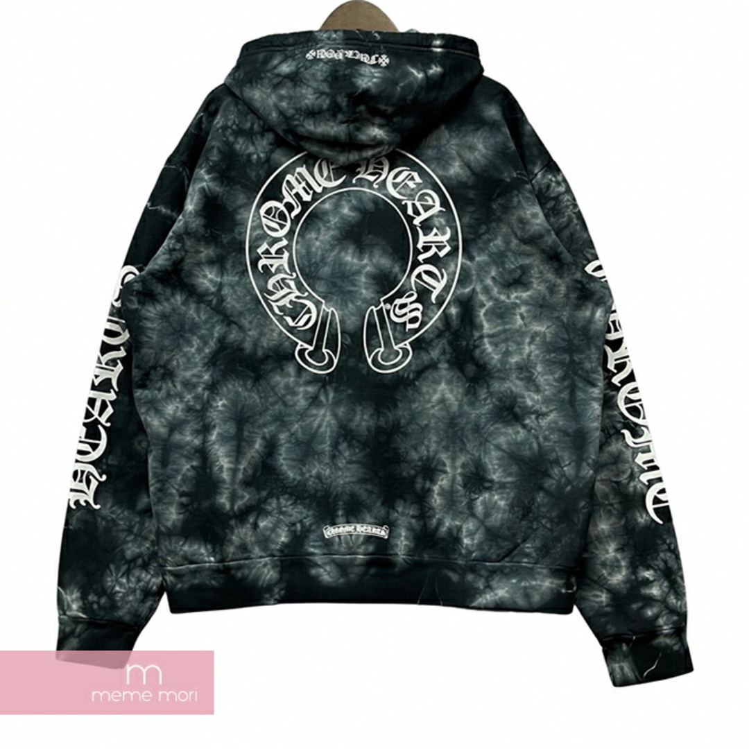 CHROME HEARTS Horseshoe Hoodie Black Tie Dye クロムハーツ ホースシューフーディ ブラックタイダイ プルオーバーパーカー 染め加工 バーティカルロゴ フードロゴ プリント ブラック サイズS【231011】【新古品】【me04】