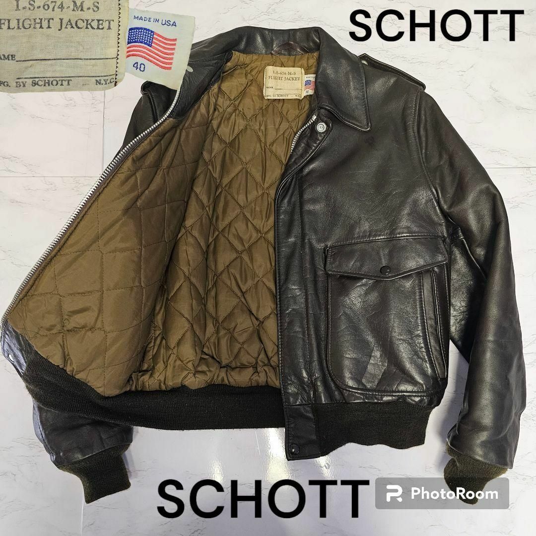 schott - 美品 Schott 70s フライトジャケット レザージャケット